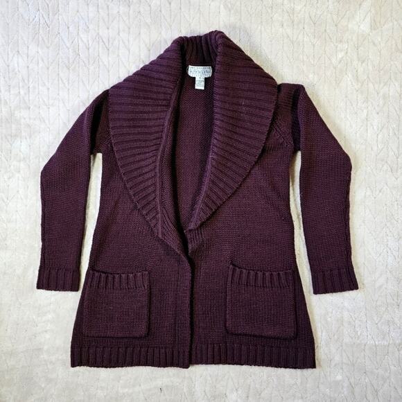 Vintage Saks Fifth Avenue Folio Mercerized Wool Chunky Knit Cardigan Womens S - Picture 1 of 7